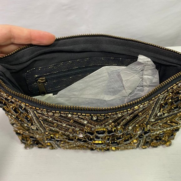 Chicos Beaded Clutch Wristlet Purse Pouch Zip Top NWT - Picture 12 of 14